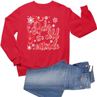 Go All Out X-Large Red Adult Baby It's Cold Outside Christmas Fashion Sweatshirt Crewneck