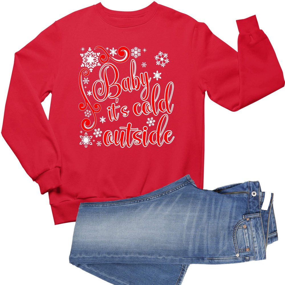 Go All Out X-Large Red Adult Baby It's Cold Outside Christmas Fashion Sweatshirt Crewneck
