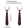 Sucrain 5pcs Boy's Necktie Pre-tied Adjustable Neck Strap Tie Plaid Zipper Tie for Wedding Graduation School Cosplay Uniforms view 2
