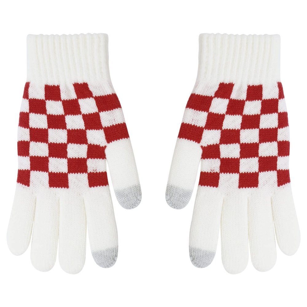 Loloda 1 Pair Kids Gloves Checkered Full Finger Stretchy Gloves Warm Knitted Gloves Mittens for Boys or Girls Daily Supplies White One Size
