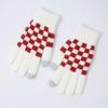 Loloda 1 Pair Kids Gloves Checkered Full Finger Stretchy Gloves Warm Knitted Gloves Mittens for Boys or Girls Daily Supplies White One Size view 3