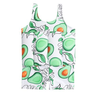IWEMEK Boy Girls Floatation Swimsuit with Adjustable Buoyancy Baby Swim Vest Life Jacket Summer Training Float Suit One Piece Floating Swimwear Safety Pool Bathing Suit for Kids Avocado 18-24 Months