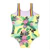 Moggemol Kids Girls One Piece Swimsuit Rainbow Straps Ruffles Bathing Suit Hawaii Beach Floral Swimwear Yellow 6 Years view 4