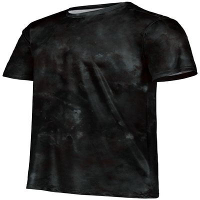 Holloway Youth Stock Cotton-Touch Poly Tee, Black Cloud Print, Large