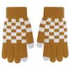 Loloda 1 Pair Kids Gloves Checkered Full Finger Stretchy Gloves Warm Knitted Gloves Mittens for Boys or Girls Daily Supplies Yellow One Size view 1