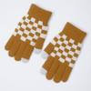 Loloda 1 Pair Kids Gloves Checkered Full Finger Stretchy Gloves Warm Knitted Gloves Mittens for Boys or Girls Daily Supplies Yellow One Size view 3