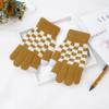 Loloda 1 Pair Kids Gloves Checkered Full Finger Stretchy Gloves Warm Knitted Gloves Mittens for Boys or Girls Daily Supplies Yellow One Size view 4