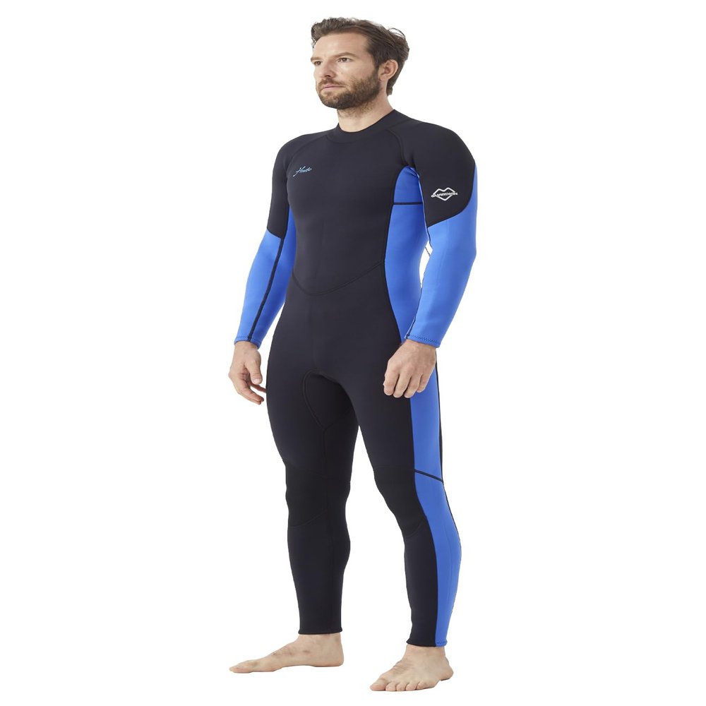 Hevto Wetsuits Men 3/2mm Neoprene Scuba Diving Surfing Wet Suit Keep Warm Back Zip in Cold Water Swimming Kayaking Jet Ski SUP (Men1-Blue, S)