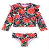 Moggemol Baby Little Girls Tankini Swimsuit Long Sleeve Rash Guard Shirts Swimwear with Sun Protection Red 12-18 Months view 1