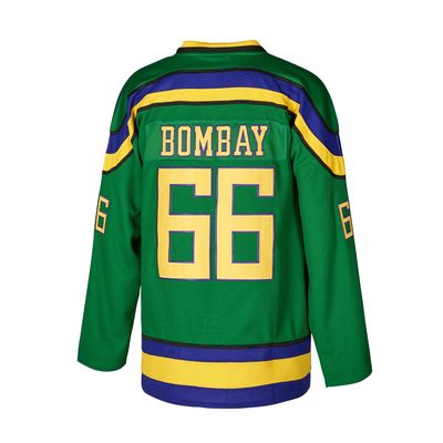 Youth Ice Hockey Jersey Mighty Ducks Movie Jersey Kids Shirts Green/White (Medium, #66 Bombay Green)