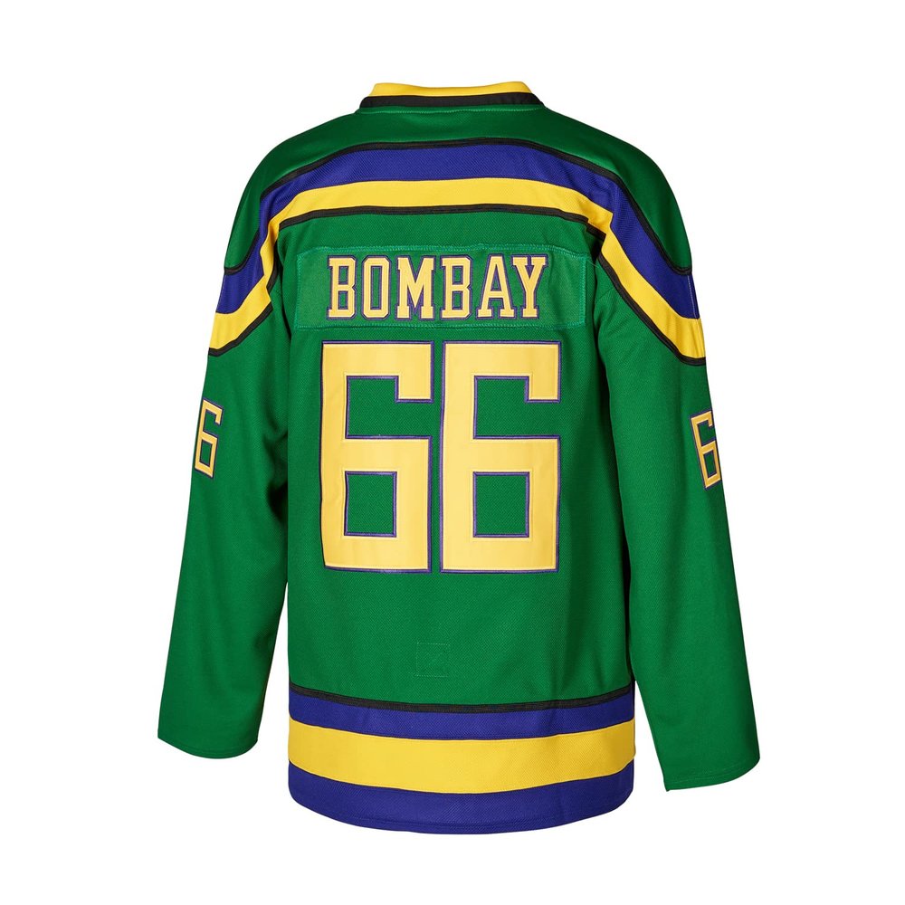 Youth Ice Hockey Jersey Mighty Ducks Movie Jersey Kids Shirts Green/White (Medium, #66 Bombay Green)