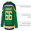 Youth Ice Hockey Jersey Mighty Ducks Movie Jersey Kids Shirts Green/White (Medium, #66 Bombay Green) view 4