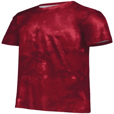 Holloway-Youth Stock Cotton-Touch Poly Tee, Scarlet Cloud Print, X-Large