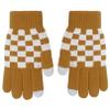 JEATHA Kids Winter Gloves Checkered Warm Knitted Gloves Finger Stretchy Mittens for Boys Girls Daily Use Party Supplies Yellow One Size view 1