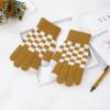 JEATHA Kids Winter Gloves Checkered Warm Knitted Gloves Finger Stretchy Mittens for Boys Girls Daily Use Party Supplies Yellow One Size view 4