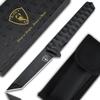 AUBEY Tanto Blade EDC Knife, 440 Steel Pocket Folding Knife with Liner Lock, Clip, Aluminum Handle and Glass Breaker, Nice Gift for Men Women (Black) view 1