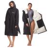 Hiturbo Warm Waterproof Swim Parka: Oversized Hooded Changing Robe - Sherpa Liner Swimming Coat - Recycled Fabric Surf Poncho (Black) view 1