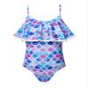 Moggemol Kids Girls One Piece Swimsuits Printed Ruffle Beach Bathing Suit Adjustable Straps Jumpsuit Swimwear Colorful Fish Scales 4 Years view 1