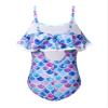 Moggemol Kids Girls One Piece Swimsuits Printed Ruffle Beach Bathing Suit Adjustable Straps Jumpsuit Swimwear Colorful Fish Scales 4 Years view 2