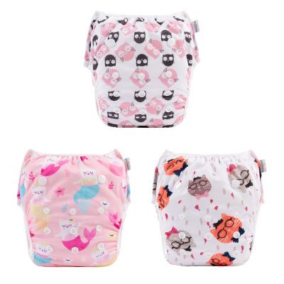 Babygoal Baby Girl and Boy Swim Diapers, Reusable Adjustable Washable One Size Fits 0-8M Baby Gifts and Swimming Lessons 3 Pack 3SD22