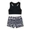 Daenrui Kids Girls 2 Piece Gymnastics Dance Outfits Crop Tops with Booty Shorts for Sports/Dancing/Swimming Black 3-4 Years view 4