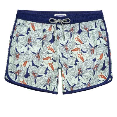 maamgic Mens Short 80s 90s Vintage Swim Trunks with Mesh Lining Quick Dry Bathing Suit Board Shorts Lily Dark Blue X-Small