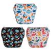 Babygoal Baby Swim Diapers 3 Pack for 0-8 Months Infant Girls and Boys, Reusable Adjustable Washable for Swimming Lessons-Boat, Bear,Dinosaur view 1