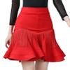 ACSUSS Women's Fringe Dance Skirts Elastic Waist Ruffle Swing Ballroom Latin Party Dance Dress Red XX-Large view 1