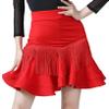 ACSUSS Women's Fringe Dance Skirts Elastic Waist Ruffle Swing Ballroom Latin Party Dance Dress Red XX-Large view 2