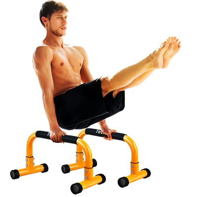 Teclor Steel Push Up Bar, 9.5in High Parallettes Bars Great for L-sit, Handstands, Full Planche & Dips, Heavy-duty No Wobbling Calisthenics Equipment MAX Capacity 660LBS, 1.5in Dia Save Wrist & Great