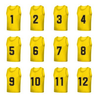 Saaifuu Set of 12 (1-12) Numbered Pinnies/Scrimmage Vest/Team Practice Jerseys for Children Youth Adult(Yellow L)