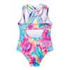 Hedmy Kids Girl's One Piece Sports Swimsuit Summer Beach Swimwear Cross Back Bathing Suits Colorful Tie Dye 6 Years view 2
