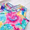 Hedmy Kids Girl's One Piece Sports Swimsuit Summer Beach Swimwear Cross Back Bathing Suits Colorful Tie Dye 6 Years view 3