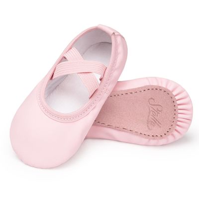 Stelle Ballet Shoes for Girls Boys Close-Fit PU Professional Dance Slippers for Toddler/Little Kid/Big Kid(Pink2,11ML)