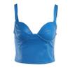 ACSUSS Women's Leather Crop Tops V Neck Sleeveless Strappy PU Solid Camis Tank Tops Blue Medium view 1