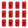 Saaifuu Set of 12 (1-12) Numbered Pinnies/Scrimmage Vest/Team Practice Jerseys for Children Youth Adult(Red M) view 1