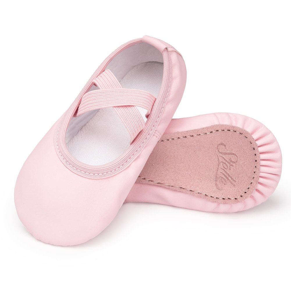 Stelle Ballet Shoes for Girls Boys Close-Fit PU Professional Dance Slippers for Toddler/Little Kid/Big Kid(Pink2,1MB)