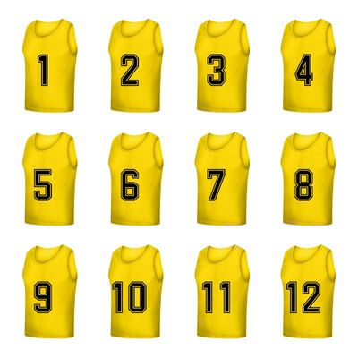 Saaifuu Set of 12 (1-12) Numbered Pinnies/Scrimmage Vest/Team Practice Jerseys for Children Youth Adult(Yellow M)