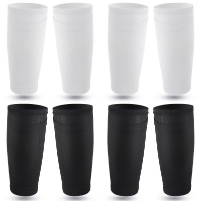 Soccer Shin Guards Sleeves 4 Pairs Flexible Soccer Shin Guard Leg Performance Support Polyester Sleeve Holder with Pocket for Sport