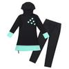 Yihuimin Big Girls Modest Hijab Hooded Full Cover Shirts with Swim Leggings Conservative Bikini Black 7-8 Years view 3