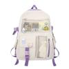 Eagerrich Cute Backpack with Cute Pin Accessories Plush Pendant for School Bag Student Girl Backpack Super-Capacity Waterproof Travel Backpack(White) view 1