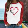 YAnGSale Women Valentine's Day Tops Blouse Gnome Heart Print Pullover Casual T-Shirt Long Sleeve Shirts Patchwork Sweatshirt Top, womens tops, 0a2-white, 3X-Large view 2