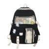 Eagerrich Cute Backpack with Cute Pin Accessories Plush Pendant for School Bag Student Girl Backpack Super-Capacity Waterproof Travel Backpack(Black) view 1