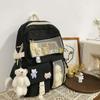 Eagerrich Cute Backpack with Cute Pin Accessories Plush Pendant for School Bag Student Girl Backpack Super-Capacity Waterproof Travel Backpack(Black) view 2