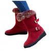 Bcshiye Women Warm Short Boots Suede Fur Furry Lined Winter Chunky Flat Heel Round Toe Winter Snow Ankle Booties view 1