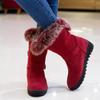 Bcshiye Women Warm Short Boots Suede Fur Furry Lined Winter Chunky Flat Heel Round Toe Winter Snow Ankle Booties view 2
