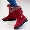 Bcshiye Women Warm Short Boots Suede Fur Furry Lined Winter Chunky Flat Heel Round Toe Winter Snow Ankle Booties view 4