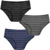 Made in USA Girls' Soft Briefs Underwear in Soft Cotton - Toddler Training Underpants Panties - Perfect for Sensitive Skins SPD Sensory Friendly Clothing 3-Pack, Striped Black/Charcoal/Navy, 7 view 1