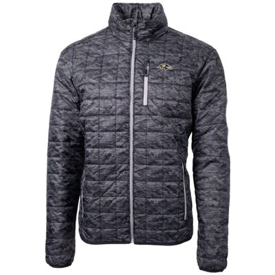 Cutter & Buck Men's Black Baltimore Ravens Rainier Printed Full-Zip Puffer Jacket