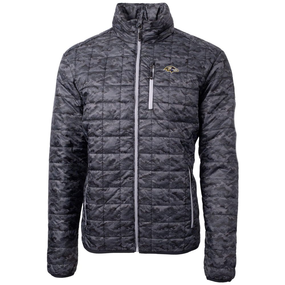 Cutter & Buck Men's Black Baltimore Ravens Rainier Printed Full-Zip Puffer Jacket
